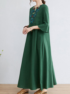 Comfortable Embroidered Half Sleeve Long Dresses