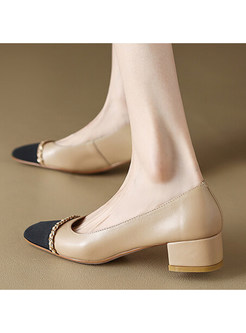 Classic Round Toe Contrasting Flat Shoes For Women