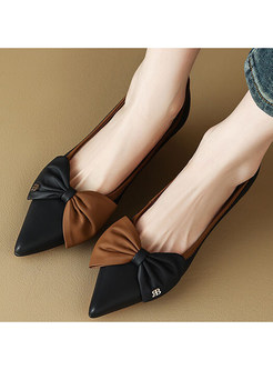 Chicwish Slip-On Style Bowknot Contrasting Flat Shoes For Women