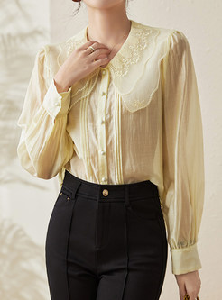 Fashion Organza Embroidered Long Blouses For Women