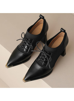 Vintage Pointed Toe Patch High Heels For Women