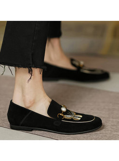 Comfortable Round Toe Embroidered Flat Shoes For Women