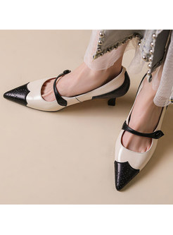 Pointed Toe Low-Front Contrasting High Heels For Women