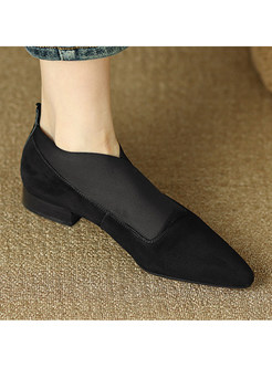 Classy Pointed Toe Leather Flat Shoes For Women