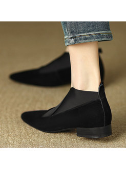 Classy Pointed Toe Leather Flat Shoes For Women