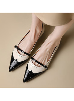 Pointed Toe Contrasting PU Loafer Flat For Women