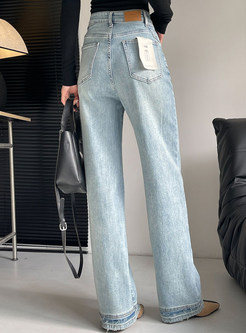 Relaxed Stretch Wide Leg High Rise Jeans For Women