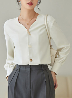 Chicwish Single-Breasted V-Neck Ladies Blouses