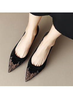 Chicwish Pointed Toe Water Soluble Lace High Heels For Women