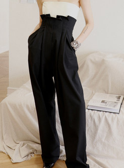 Office Distored Selvedge Color Contrast Jumpsuits For Business Women