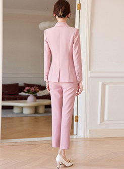 Women's Fashion Large Lapels Solid Color Dress Pant Suits