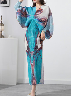 Topshop V-Neck Printed Oversize Long Dresses