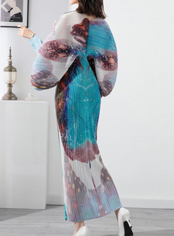 Topshop V-Neck Printed Oversize Long Dresses