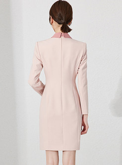 Elegant Contrasting Irregular Blazer Dresses
