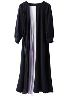 Premium-Fabric Contrasting Chiffon 3/4 Sleeve Cocktail Dresses
