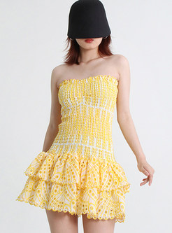 Chic Embroidered Mini Tube Dress