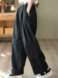 Lite High Waisted Slouchy Solid Color Pants For Women