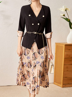 Double Breasted Short Sleeve Skirt Suit