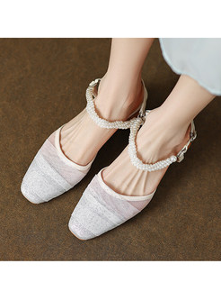 Sweet & Cute Mesh Pearl Small Embellished Shoes For Women