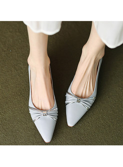 Chic Bow-Embellished Low-Front Block Heels Shoes For Women