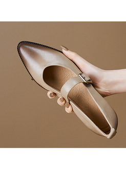 Comfortable Buckled PU Chunky Heel Loafer Shoes For Women