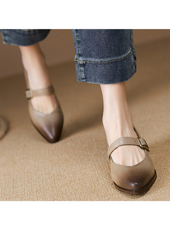 Comfortable Buckled PU Chunky Heel Loafer Shoes For Women