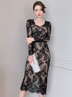 Lace Long Sleeve Bodycon Dresses