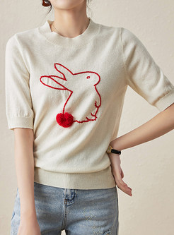 Short Sleeve Rabbit Knit Top