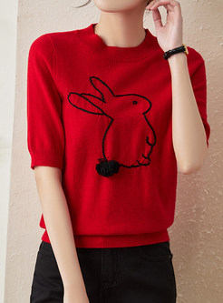 Short Sleeve Rabbit Knit Top