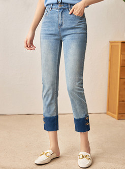 High Waist Crop Straight Leg Jeans