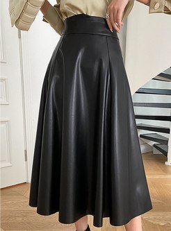 Chic High Waisted PU Maxi Skirts For Women