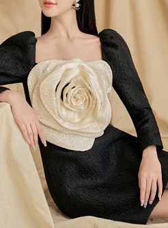 Chicwish Flower Decor Contrasting Short Dresses
