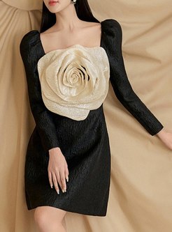 Chicwish Flower Decor Contrasting Short Dresses