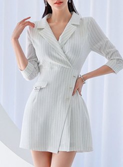 Topshop Striped Double-Breasted Office Dresses