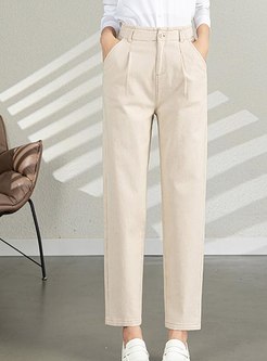 Comfort Solid Color Straight Pants For Women