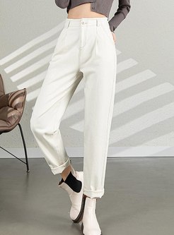 Comfort Solid Color Straight Pants For Women
