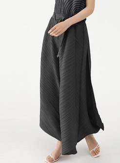 Boxy Patch Tie Waist Culottes Pants For Women