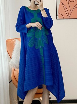 Comfort Printed Irregular Plus Size Midi Dresses