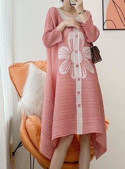 Comfort Printed Irregular Plus Size Midi Dresses