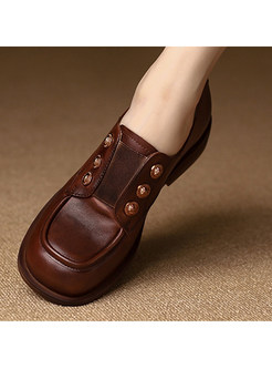Basic Round Toe Loafer Shoes For Women