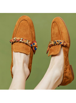 Minimalist Round Toe Suede Loafer Flat For Women