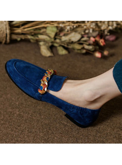 Minimalist Round Toe Suede Loafer Flat For Women