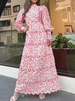Bohemian Mockneck All Over Print Maxi Dresses
