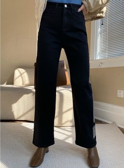 Mid-Gauge High Waisted Straight Pants For Women