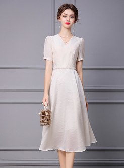 Elegant Short Sleeve Summer A-line Dresses
