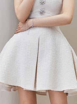 Cute Pleated White Slip Dresses