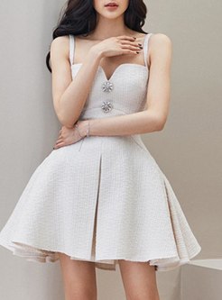Cute Pleated White Slip Dresses