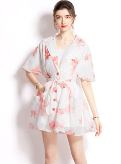 Fresh Floral-Print Puff Sleeve Mini Dress
