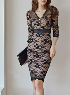 Sexy Black Lace Bodycon Dress