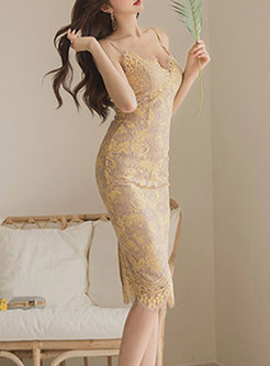 After Hours Spaghetti Strap Bustier Bodycon Lace Dress